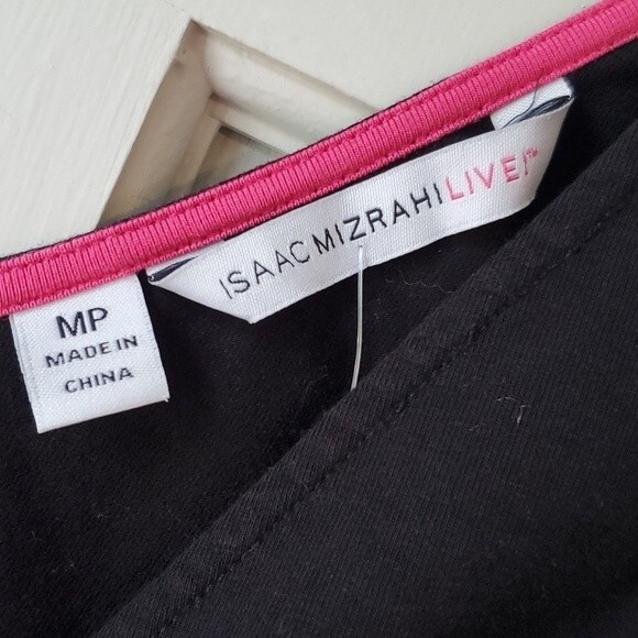 ISAAC MIZRAHI LIVE BLACK DRESS COVERUP KNIT COTTON A-LINE V-NECK SLEEVELESS MP - Picture 2 of 5